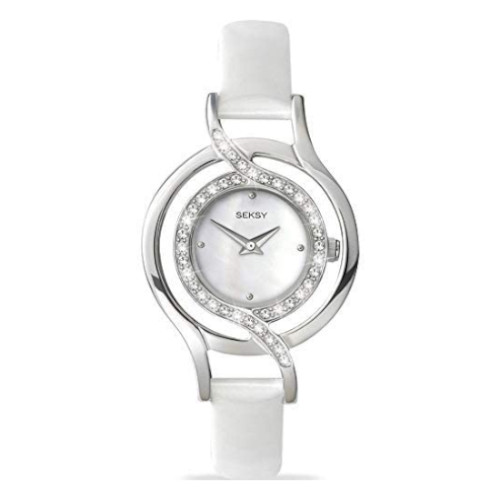 Seksy - Seksy Twist Women's Watch With Gorgeous White Mother of Pearl Dial and Leather Band Strap